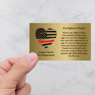 Firefighter's Prayer on Gold Background  Business Card