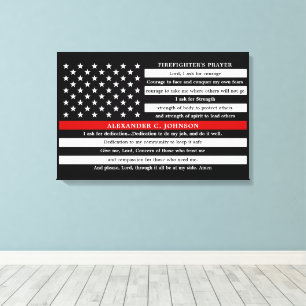 Firefighter's Prayer Personalised Thin Red Line Canvas Print