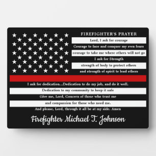Firefighter's Prayer Personalized Thin Red Line Plaque