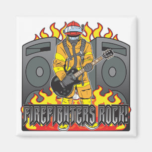 Firefighters Rock Guitar Magnet