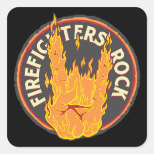 Firefighters Rock! Square Sticker