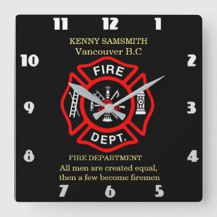 Firefighters save hearts and homes square wall clo clock