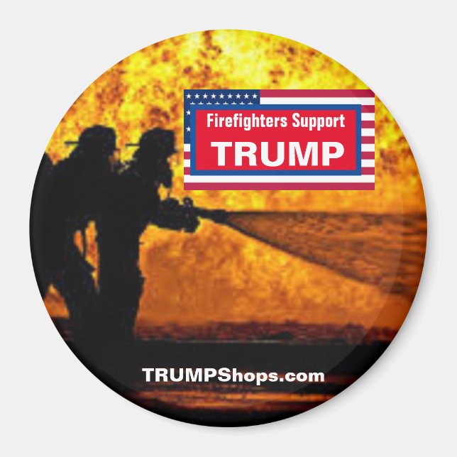 Firefighters Support TRUMP patriotic flames Magnet (Front)