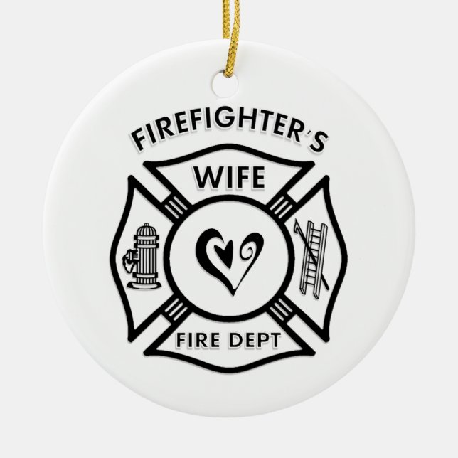 Firefighter's Wife Ceramic Tree Decoration (Front)