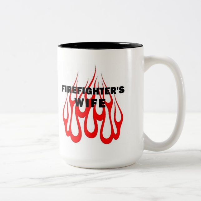 Firefighter's Wife Flames Two-Tone Coffee Mug (Right)