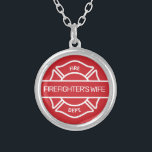 Firefighter's Wife Red     Silver Plated Necklace<br><div class="desc">Choose your preferred colour,  change text as needed</div>