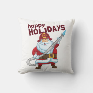 Firefighting Christmas Santa Claus Firefighter Cushion