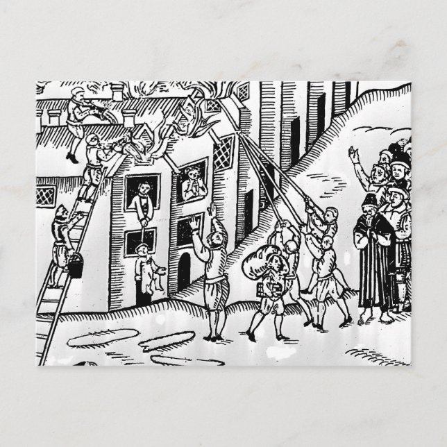 Firefighting during the Great Fire of London Postcard (Front)