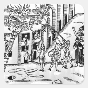 Firefighting during the Great Fire of London Square Sticker