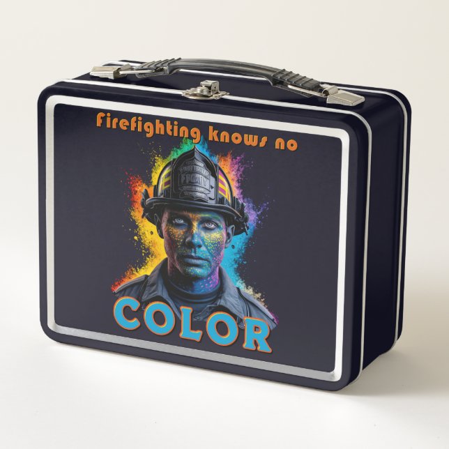 "Firefighting Knows No Color" Metal Lunch Box (Front)