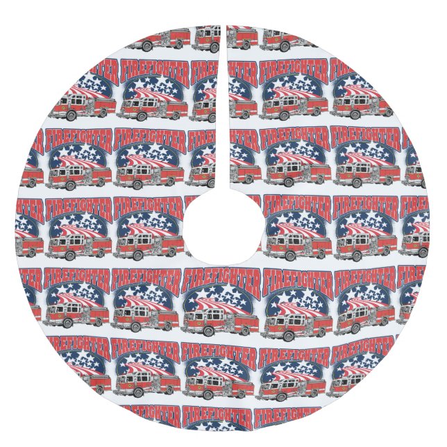 Firefighting Truck Brushed Polyester Tree Skirt (Front)