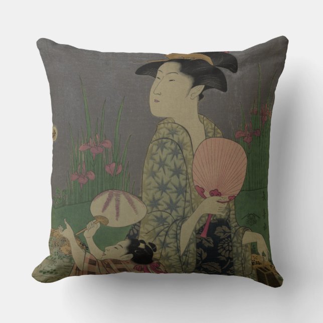Fireflies, 1793 (colour woodcut) cushion (Front)
