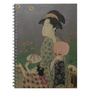 Fireflies, 1793 (colour woodcut) spiral notebook