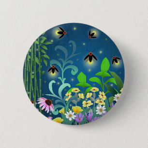 Fireflies 6 cm round badge