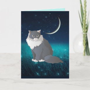 FIREFLIES AND CAT BIRTHDAY CARD FOR FRAMING