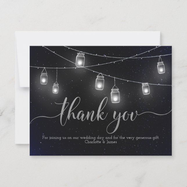 Fireflies and Mason Jar Lights Night Sky Thank You (Front)