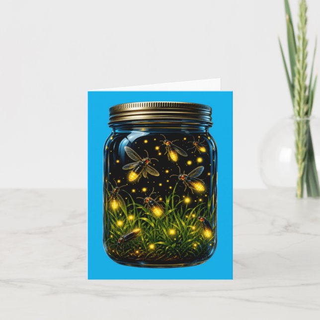 Fireflies Bugs In A Jar Glow Bug Lightning Insects Card (Front)