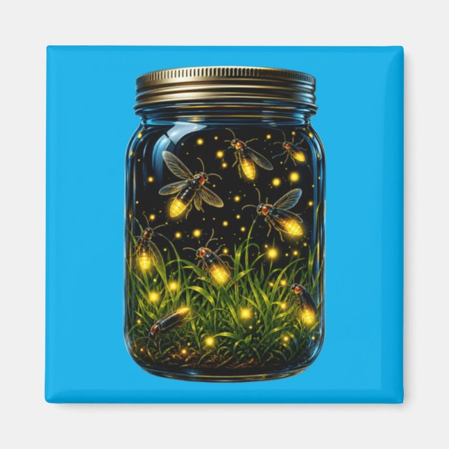 Fireflies Bugs In A Jar Glow Bug Lightning Insects Magnet (Front)