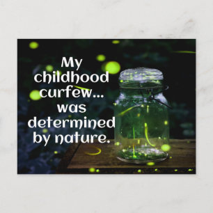 Fireflies Determined My Curfew postcard