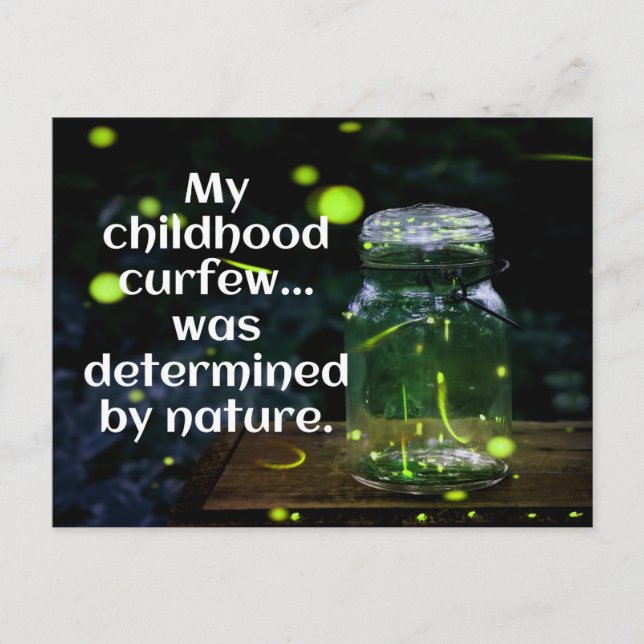 Fireflies Determined My Curfew postcard (Front)
