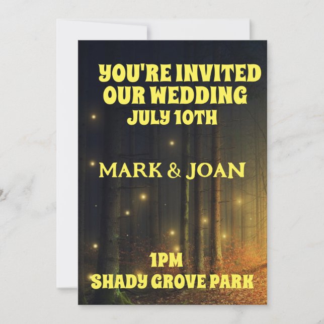 FIREFLIES FOREST CUSTOM WEDDING INVITATIONS  (Front)