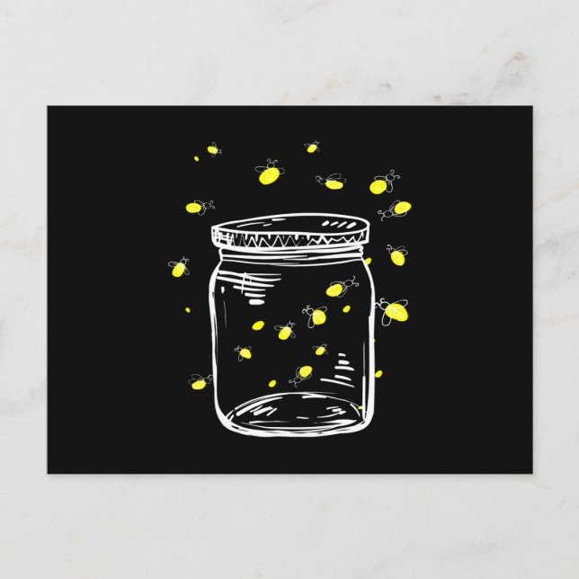 Fireflies Glas Jar Firefly Postcard (Front)