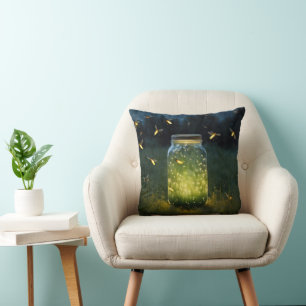 Fireflies Glowing In A Jar Cushion