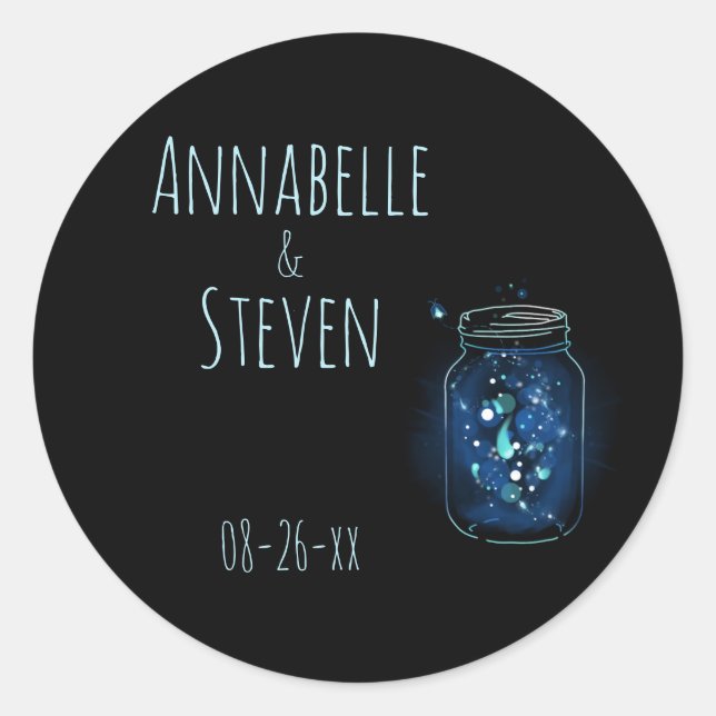 Fireflies in Jar Personalised Classic   Round Sticker (Front)