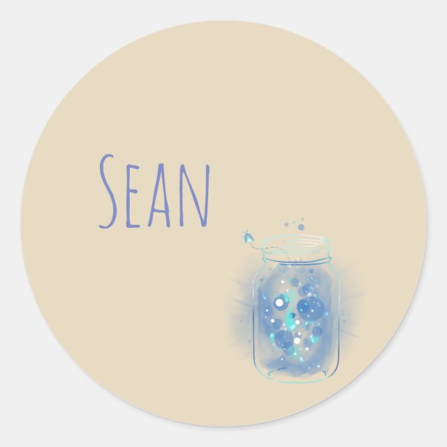 Fireflies in Jar Personalised Classic Round Sticker (Front)