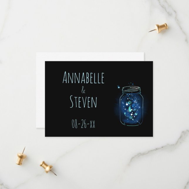 Fireflies in Jar Personalised Save the Date Card (Front/Back In Situ)