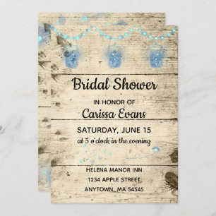 Fireflies in Jars Rustic Bridal Shower Invitation