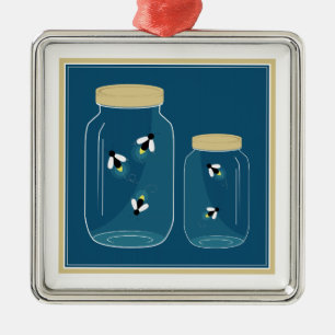 Fireflies Mason Jar Metal Tree Decoration