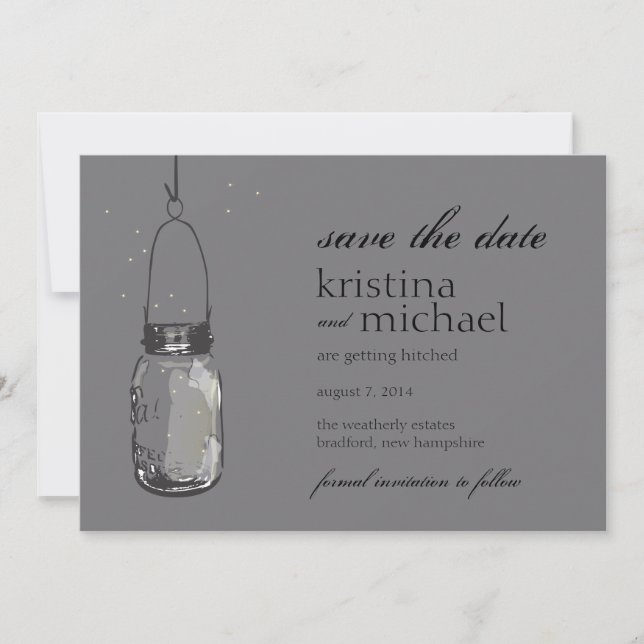 Fireflies & Mason Jar Save the Date (Front)
