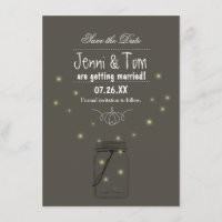 Fireflies Mason Jar Save The Date Invitation Card