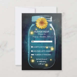 Fireflies & Mason Jar Whimsical Wedding RSVP Card