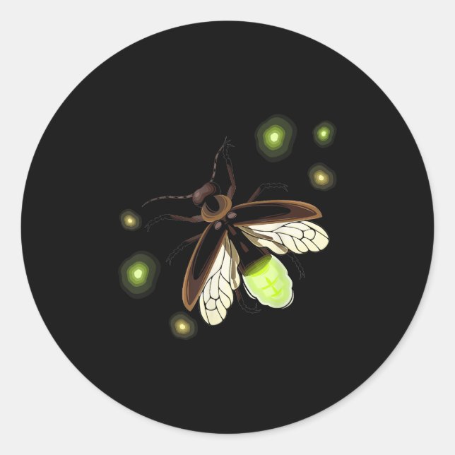 Fireflies Natural Camping Insect  Classic Round Sticker (Front)