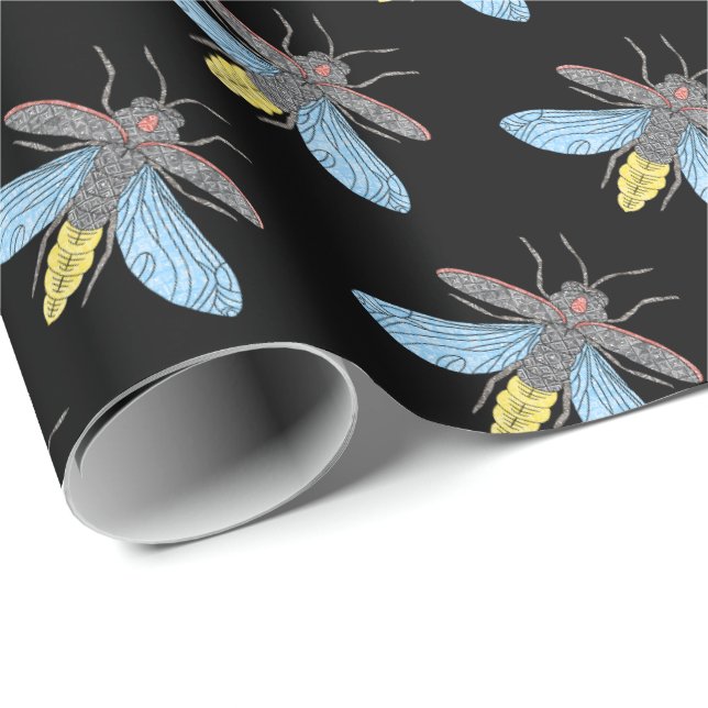 Firefly (black) - Wrapping Paper (Roll Corner)
