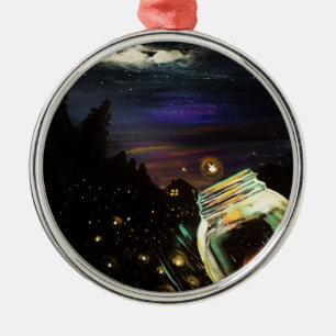Firefly Mason Jar Moonlit Cottage Enchanted Metal Tree Decoration