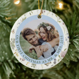 Firefly Meadow   First Christmas as Mr & Mrs  Ceramic Tree Decoration