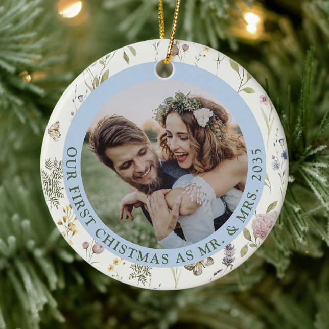 Firefly Meadow | First Christmas as Mr & Mrs  Ceramic Tree Decoration (For memories that still feel like wonder.)
