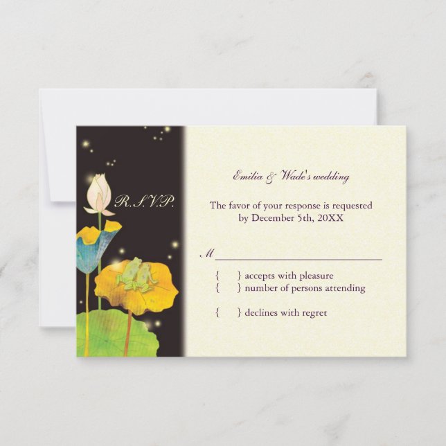 Firefly Night Cute Romantic Wedding RSVP (Front)