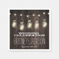 Firefly Rustic Barn Wood Mason Jar Wedding Napkins