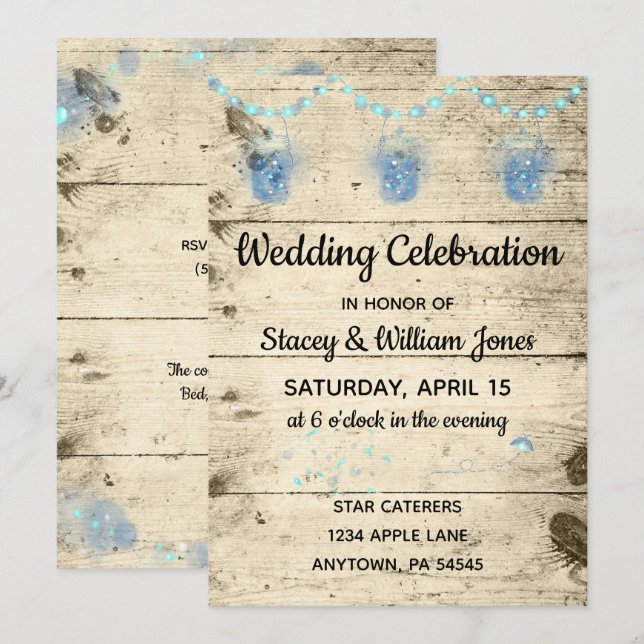 Firefly & String Lights Wedding Celebration Invitation (Front/Back)