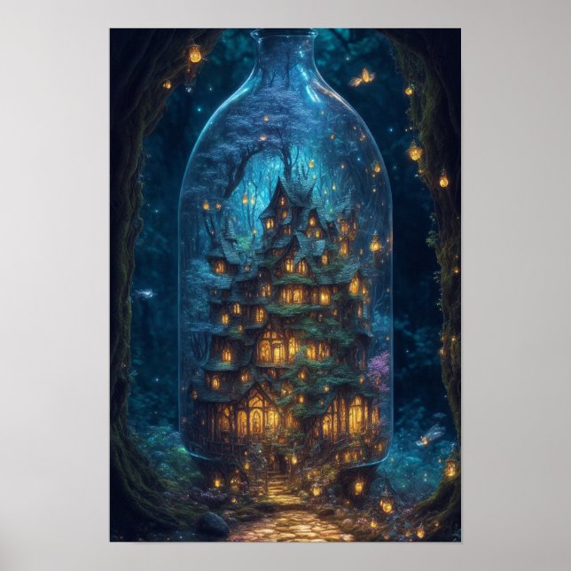 Firefly Village | Fantasy Digital Art  Poster (Front)