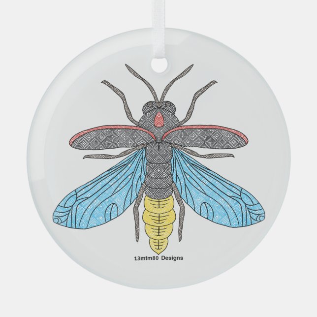 Firefly (white) - Glass Ornament (Front)