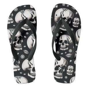firehai blac and white skull print jandals