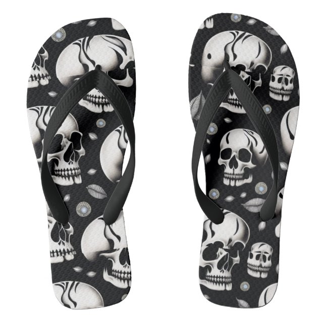 firehai blac and white skull print jandals (Footbed)