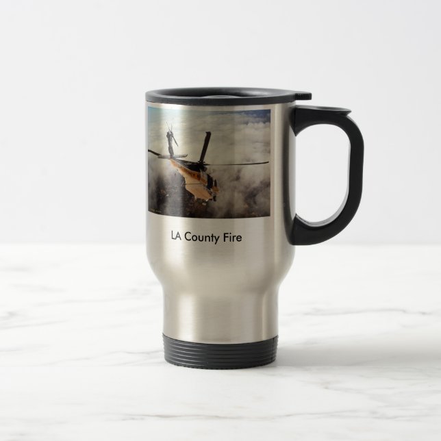 Firehawk thru Clouds, LA County Fire Travel Mug (Right)