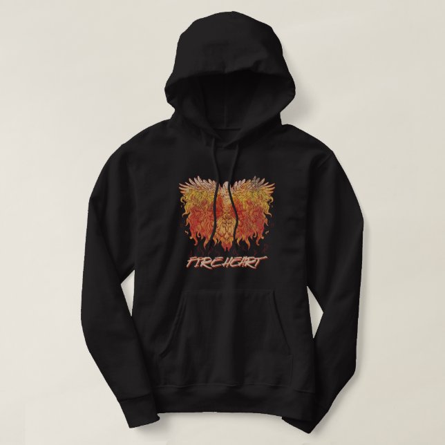 Fireheart Phoenix Bird Fire Love Mythical Magic Fa Hoodie (Design Front)