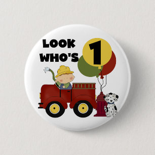 Fireman 1st Birthday Tshirts and Gifts 6 Cm Round Badge
